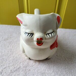 Shawnee Pottery Pitcher Creamer Smiling Pig Red Bow Vintage GUC SEE PICTURES